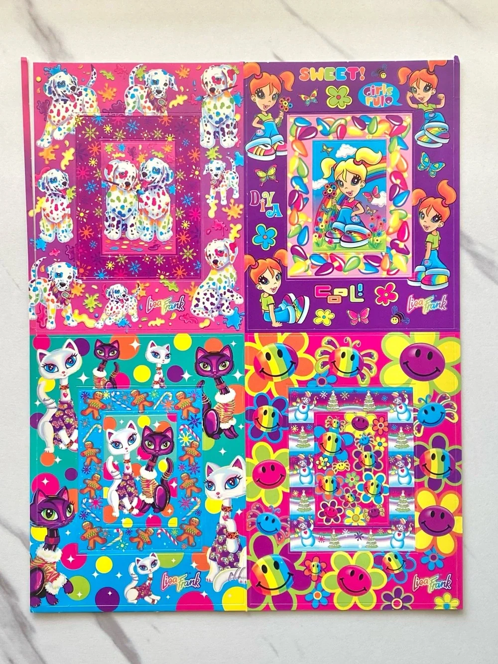 VTG Lisa Frank cutouts and frames sheets set of 4